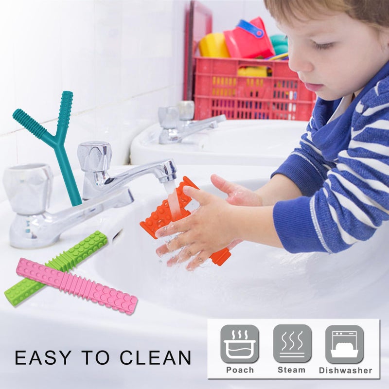 SunCore Direct Sensory Chew Toys for Autistic Children, 4 Pack Silicone Chew Tube Teething Sticks Toys for Autism, ADHD, SPD, Chewies with Special Needs, Oral Motor Chewy Tool for Sensory Kids Chewer. - Image 5
